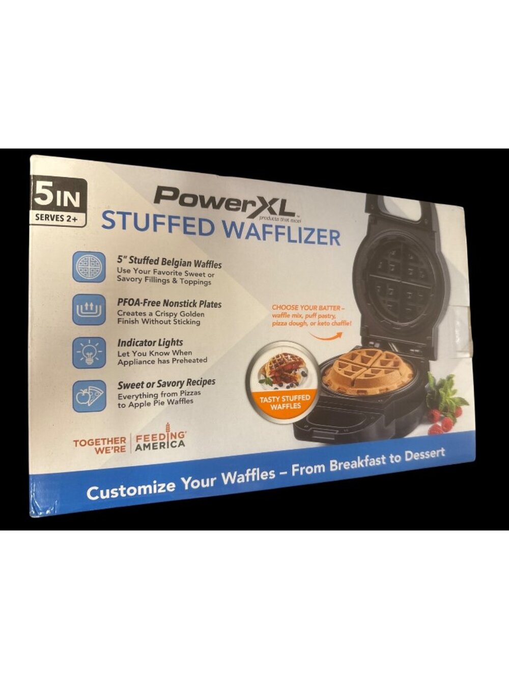 PowerXL Stuffed Wafflizer Makes 5" Stuffed Belgian Waffles New in Box